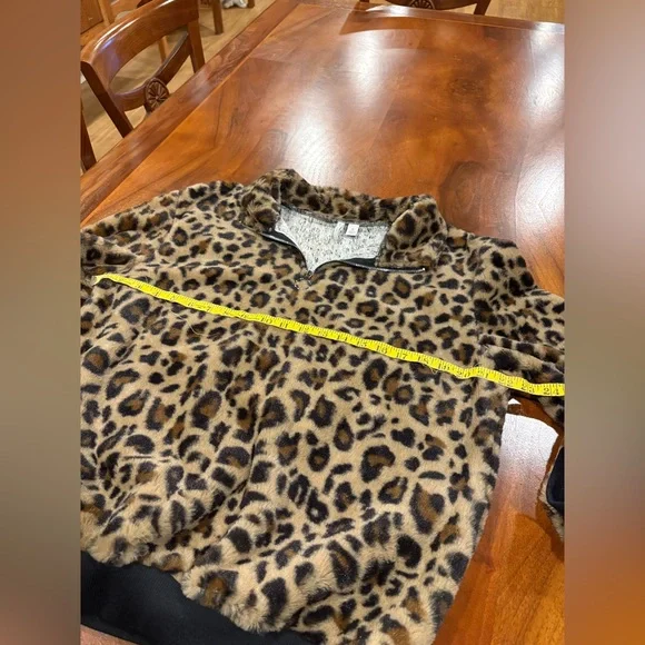 Cato Leopard Print Teddy Jacket in Brown and Black - Picture 4 of 5